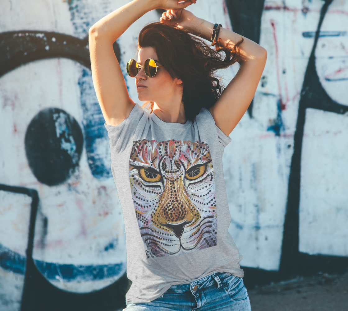 t-shirt, tees, lifestyle apparel, casual, fitness, activewear, fashion art, contemporary art, animal art, jaguar, big cats, lion, tiger, tribal