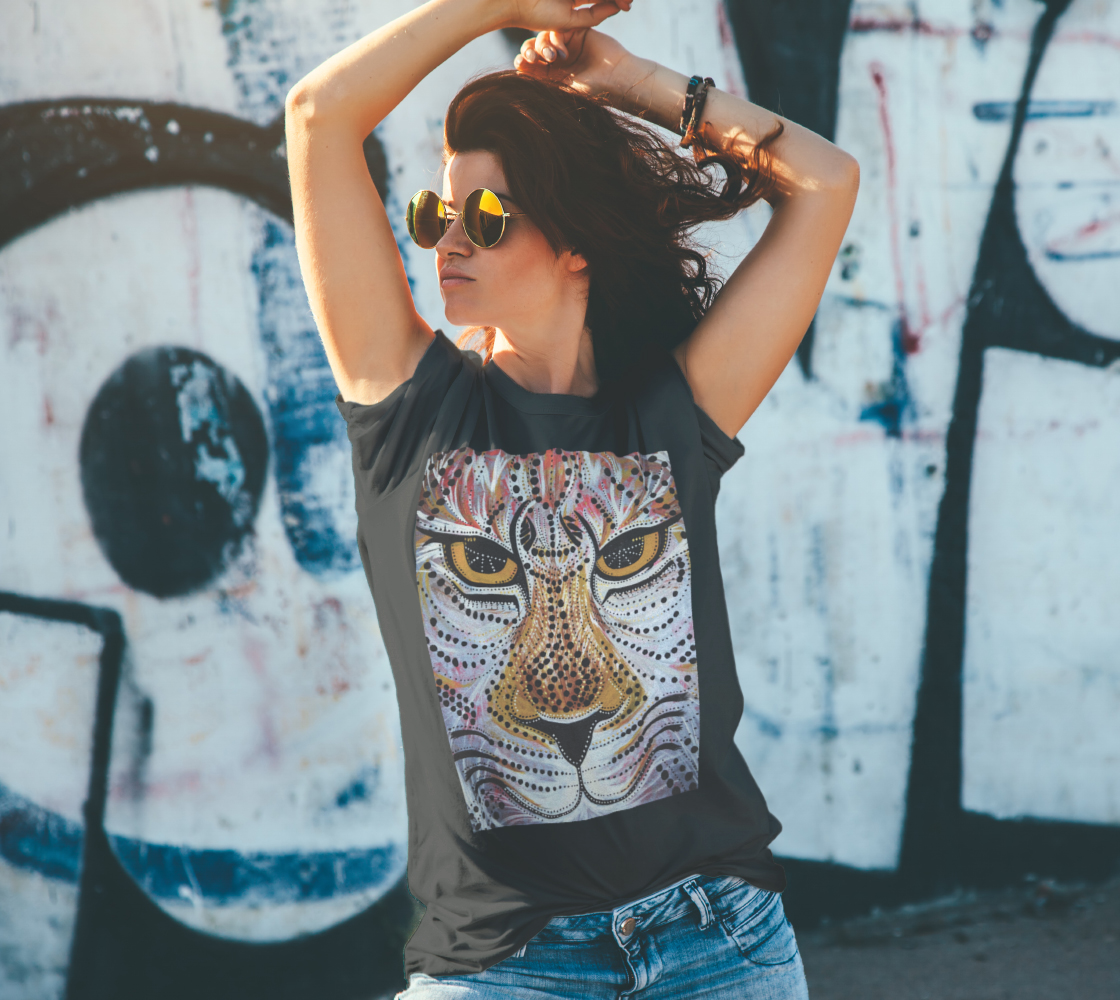 t-shirt, tees, lifestyle apparel, casual, fitness, activewear, fashion art, contemporary art, animal art, jaguar, big cats, lion, tiger, tribal