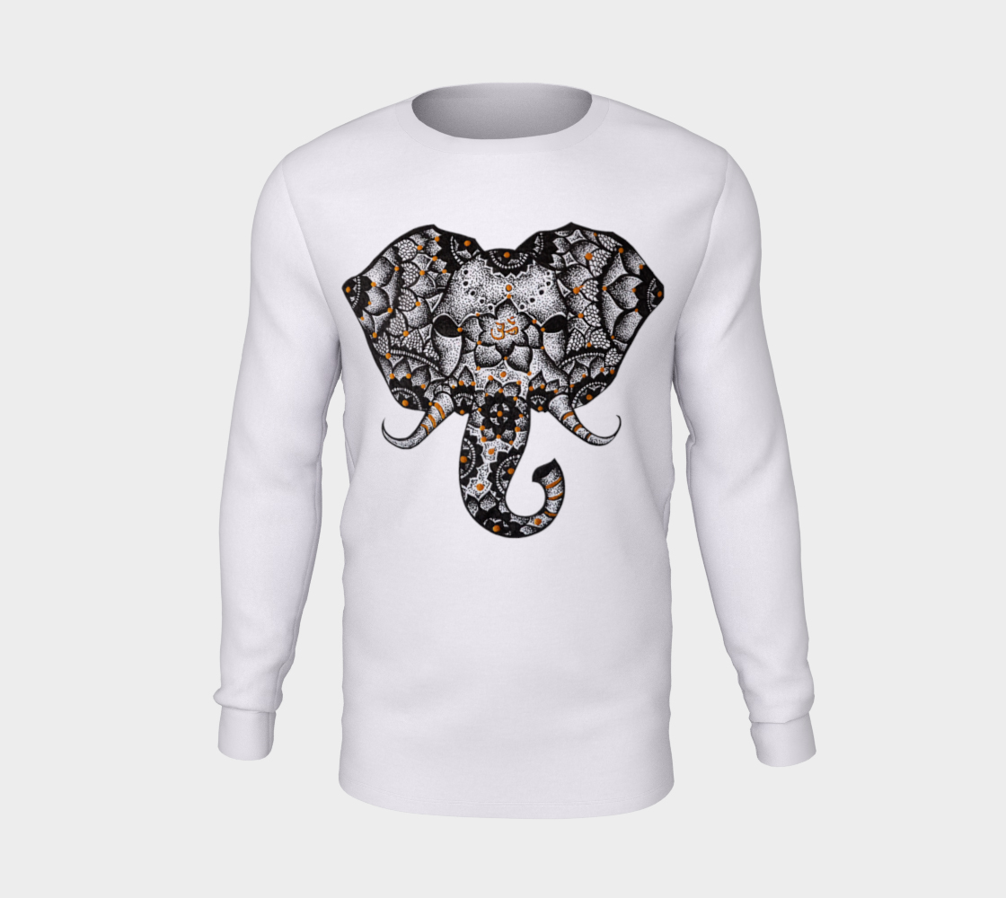 elephant, OM, mandala, long sleeve, crew neck, sweater, fall fashion, winter wear, comfy, casual, fashion art, unisex