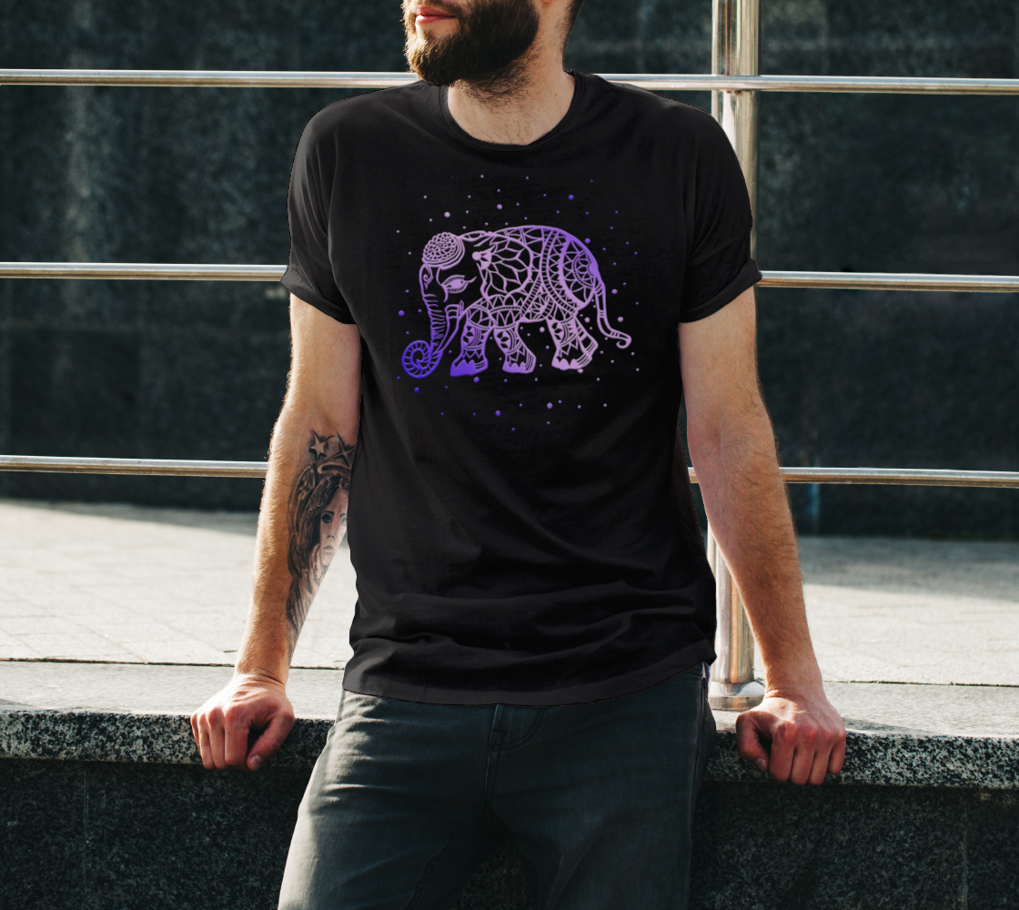 elephant, animals, purple, mandala, t-shirt, tees, fall fashion, fashion art, unisex