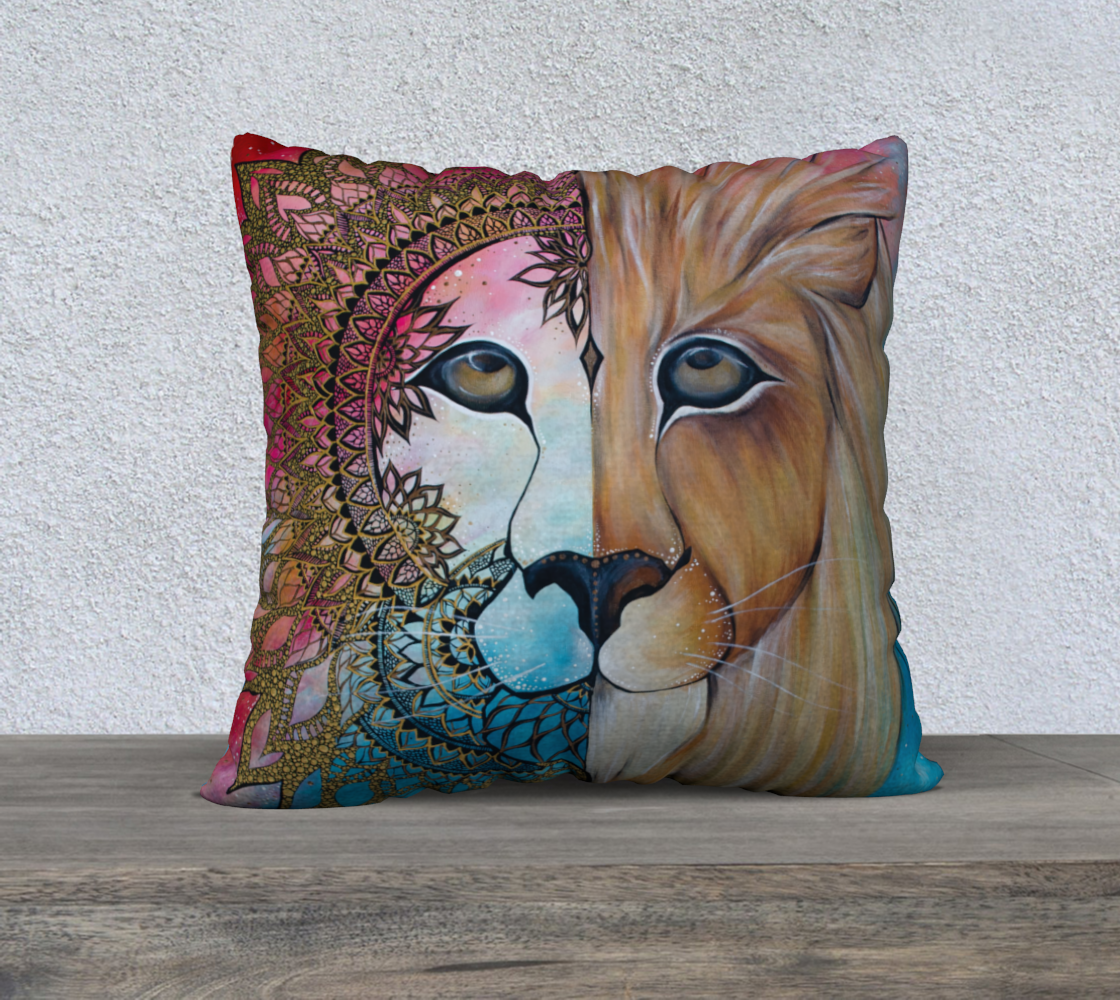 pillows, pillowcase, throw pillow, throw cushion, decor, home decor, interior decor, lion, mandala,  pointillism