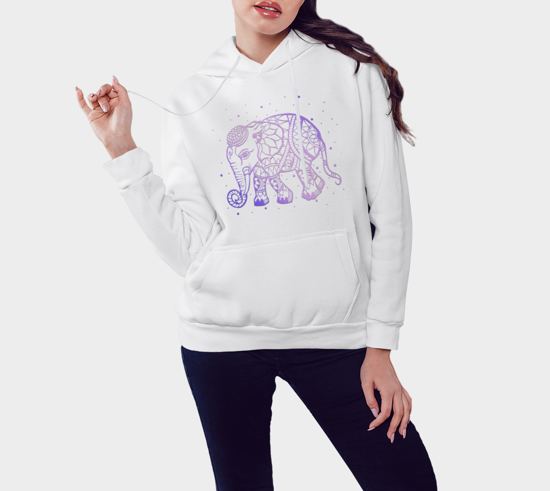 elephant, animals, purple, mandala, hoodie, fleece, sweater, fall fashion, winter wear, fashion art, unisex