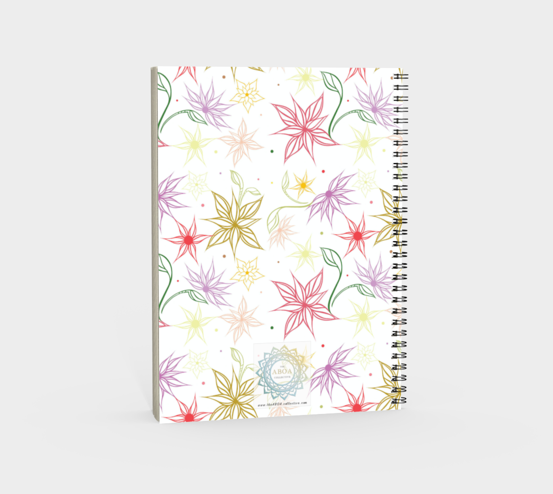 notebook, notepad, journal, artsy, flowers, self love, manifestations, self healing, writing