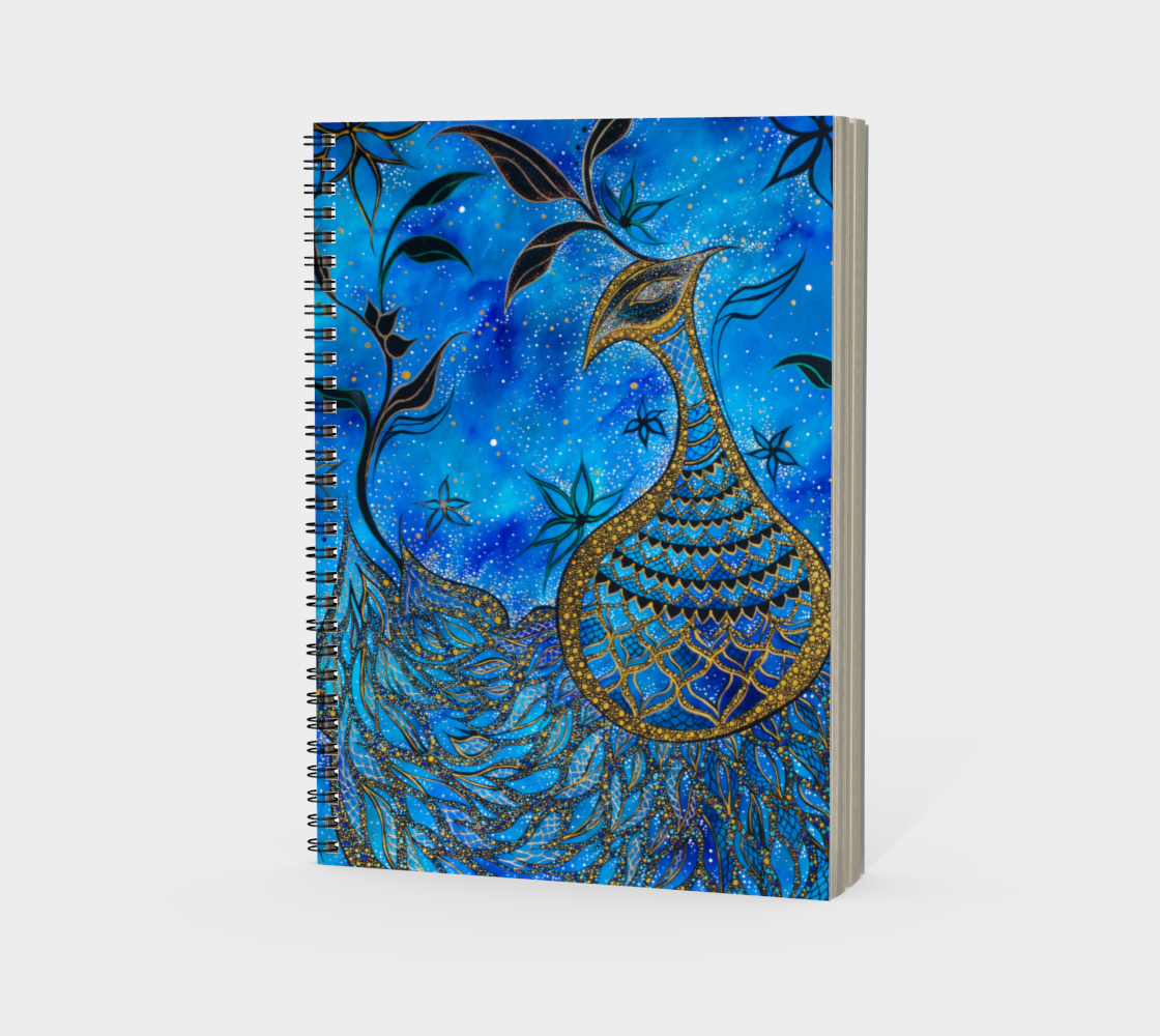 notebook, notepad, journal, artsy, self love, manifestations, self healing, writing, peacock, blue