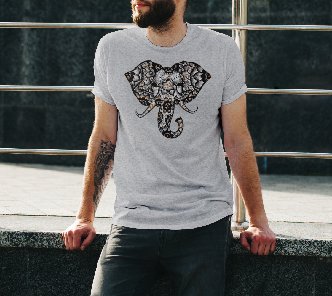 elephant, OM, mandala, t-shirt, tees, crew neck, fall fashion, comfy, casual, fashion art, unisex