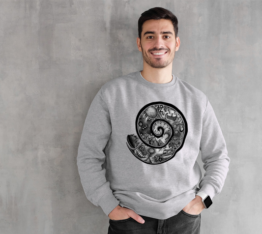 time portal, spiral, fleece, crew neck, sweater, unisex, fall fashion, winter wear, comfy, casual, fashion art