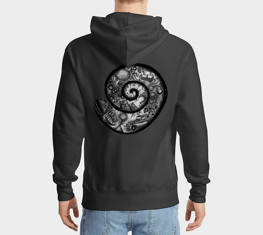 spiral, time portal, hoodie, fleece, long sleeve, sweater, fall fashion, winter wear, fashion art, unisex