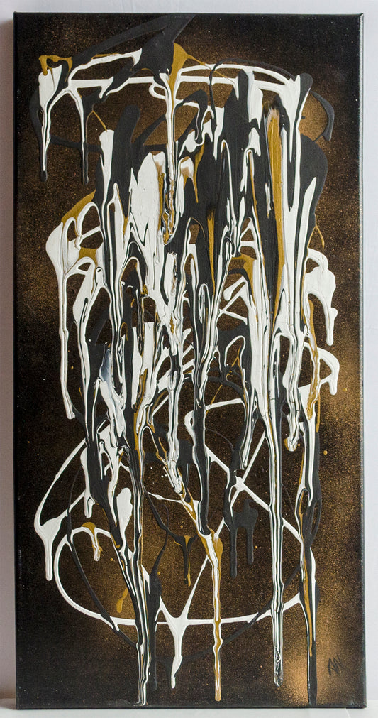 Abstract art, abstract expressionism, drip, wall art, fine art, contemporary art, art gallery, art collector, black and gold