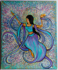 Figurative, dancer, ethno, pointillism, painting, canvas, contemporary art, nature art, mixed media, art gallery, wall art, wall decor