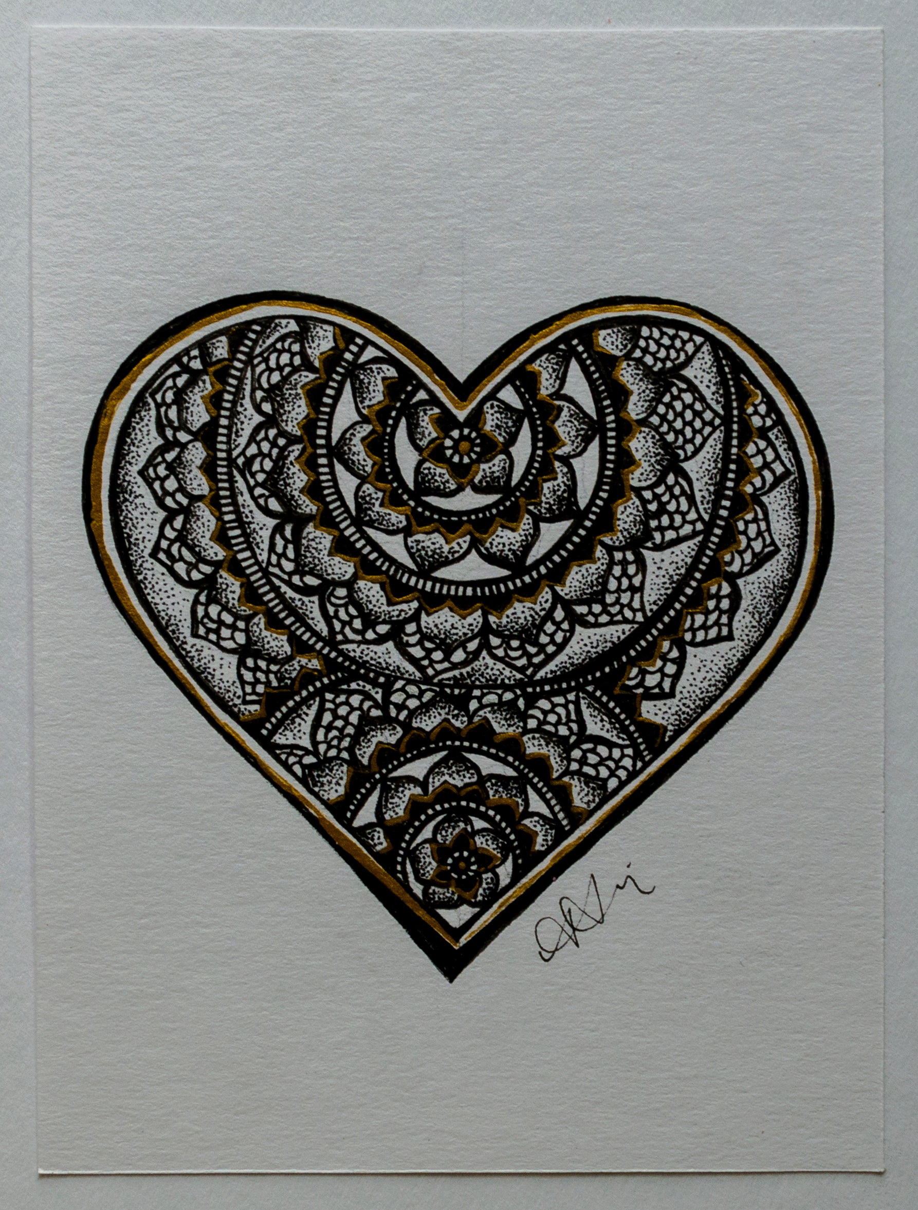 Ink illustration, dot work, pointillism, heart, mandala, mandala art, wall art, wall decor, contemporary art, art gallery, original art