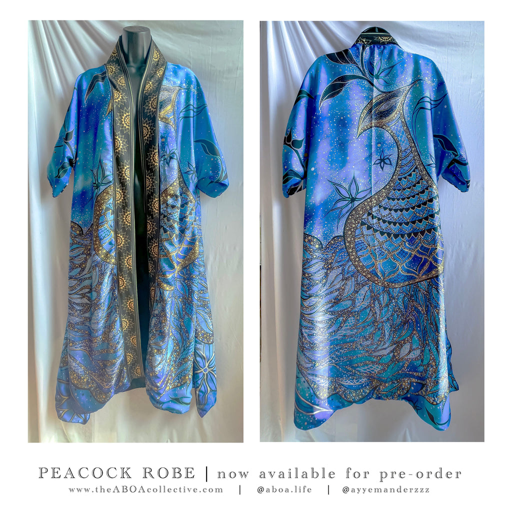 robe, vest, cover up, summer wear, beachwear, casual wear, evening wear, hand made, fashion art, bespoke fashion, elephant, mandala, blue