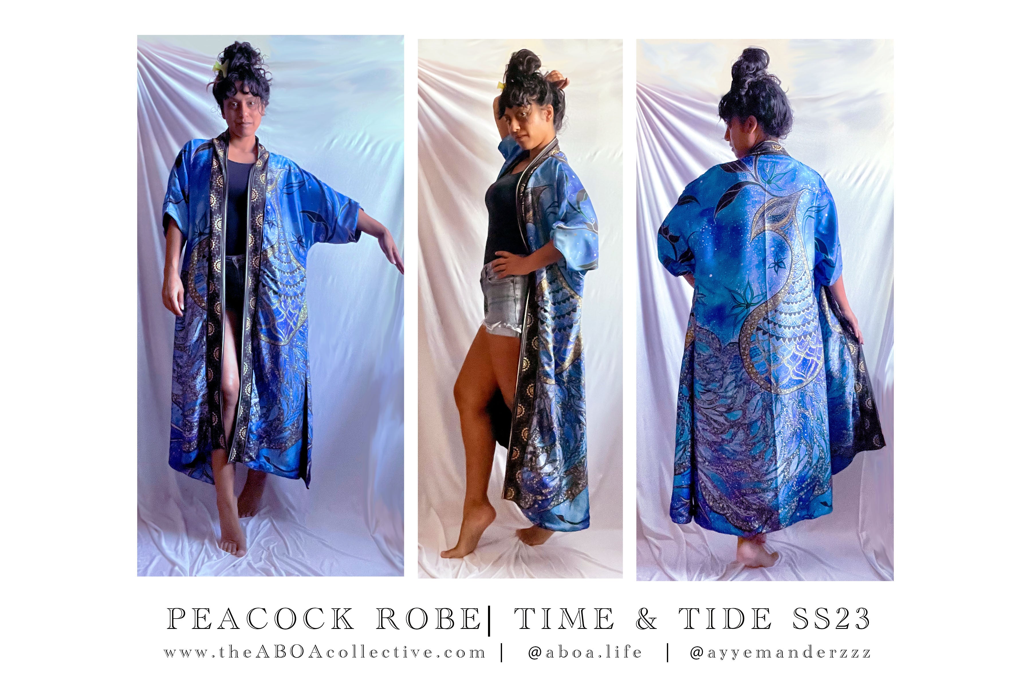 robe, vest, cover up, summer wear, beachwear, casual wear, evening wear, hand made, fashion art, bespoke fashion, elephant, mandala, blue