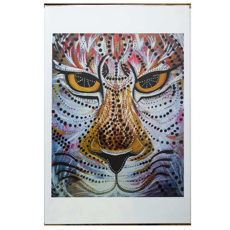 Jaguar, animal art, animal lovers, boho, abstract portrait, portrait, wall art, decor, tribal
