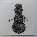 Snowman, winter, mandala art, sacred geometry, black and white, stipple, pointillism, dot work, ink art, contemporary art, wall art, decor, art gallery 
