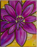 tropical, flora, pointillism, yellow, purple, spiral, painting, contemporary art, fine art, canvas, wall art, wall decor, art collector, colours