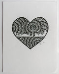 Cityscape, skyline, hearts, mandala, stippled ink, stipple, pointillism, dot work, fine art, contemporary art, art gallery, art collector