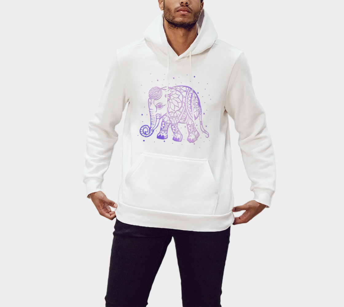 elephant, animals, purple, mandala, hoodie, fleece, sweater, fall fashion, winter wear, fashion art, unisex