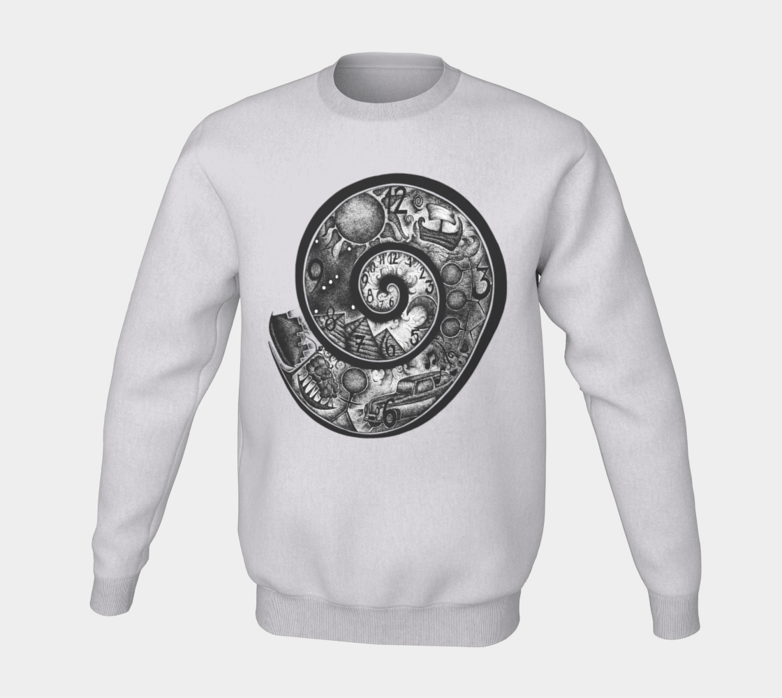 time portal, spiral, fleece, crew neck, sweater, unisex, fall fashion, winter wear, comfy, casual, fashion art