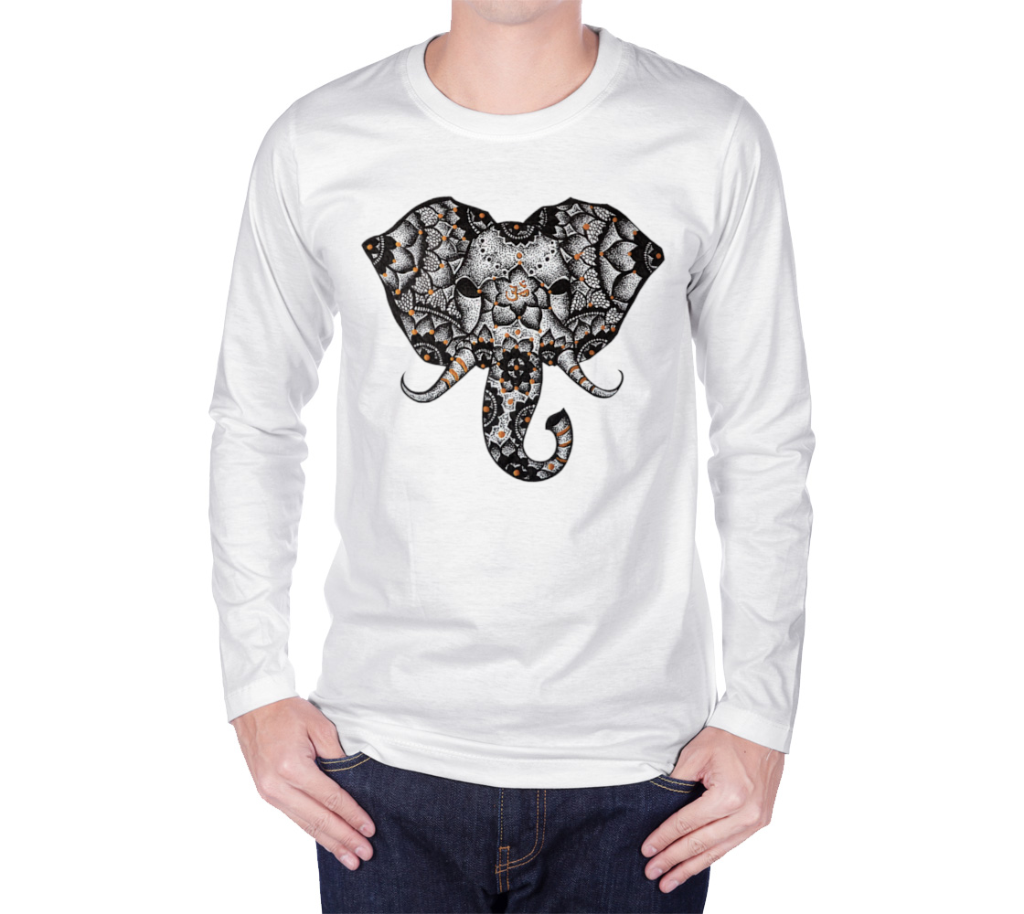 elephant, OM, mandala, long sleeve, crew neck, sweater, fall fashion, winter wear, comfy, casual, fashion art, unisex