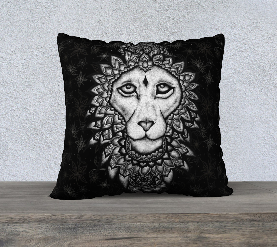 pillows, pillowcase, throw pillow, throw cushion, decor, home decor, interior decor, lion, mandala, black and white pointillism