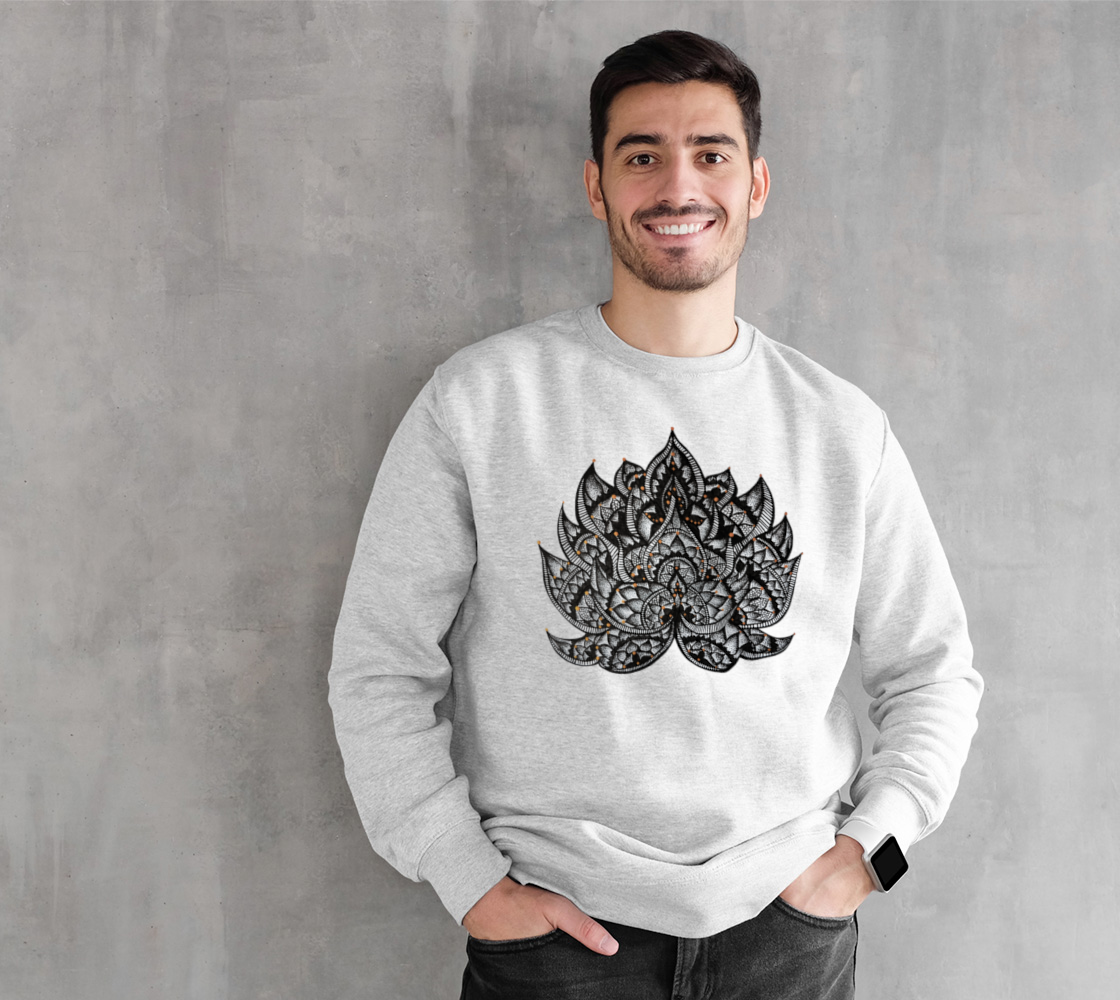 Lotus, lotus flower, yoga, mandala, fleece, crew neck, fall fashion, comfy, casual, winter wear, fashion art, unisex