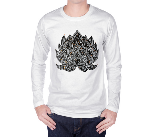 Lotus, lotus flower, yoga, mandala, long sleeve, fall fashion, comfy, casual, winter wear, fashion art, unisex