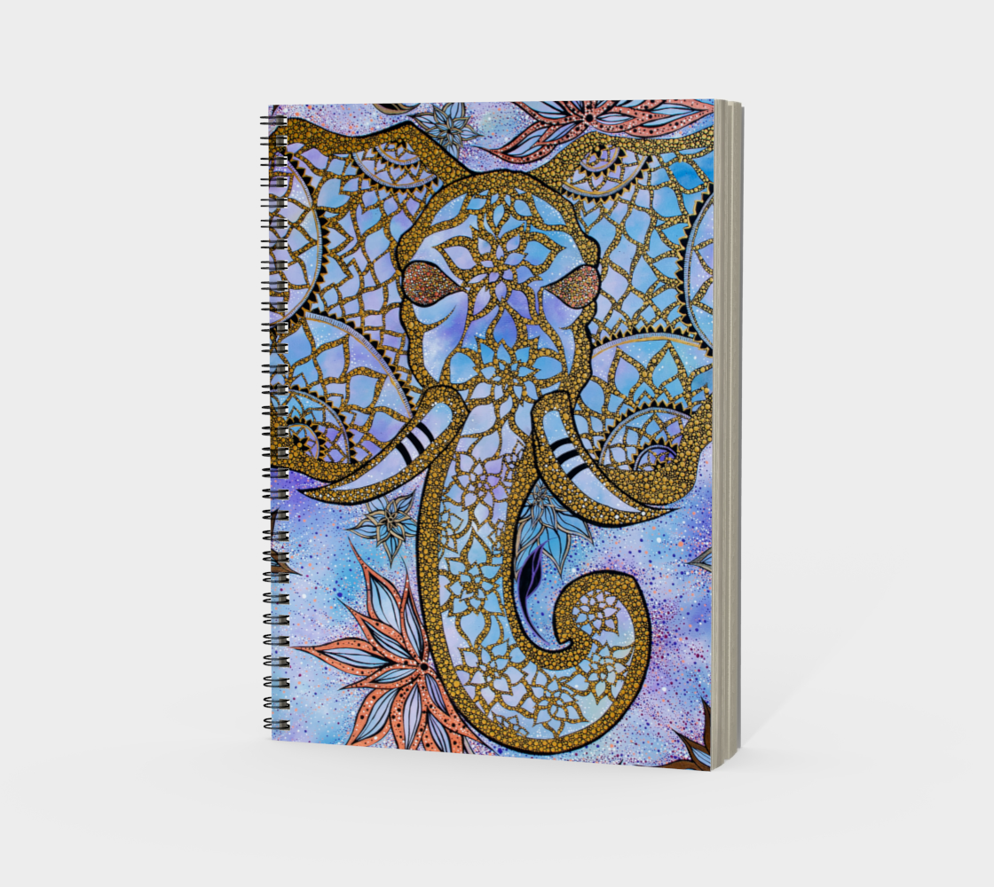 notebook, notepad, journal, artsy, self love, manifestations, self healing, writing, elephant, purple