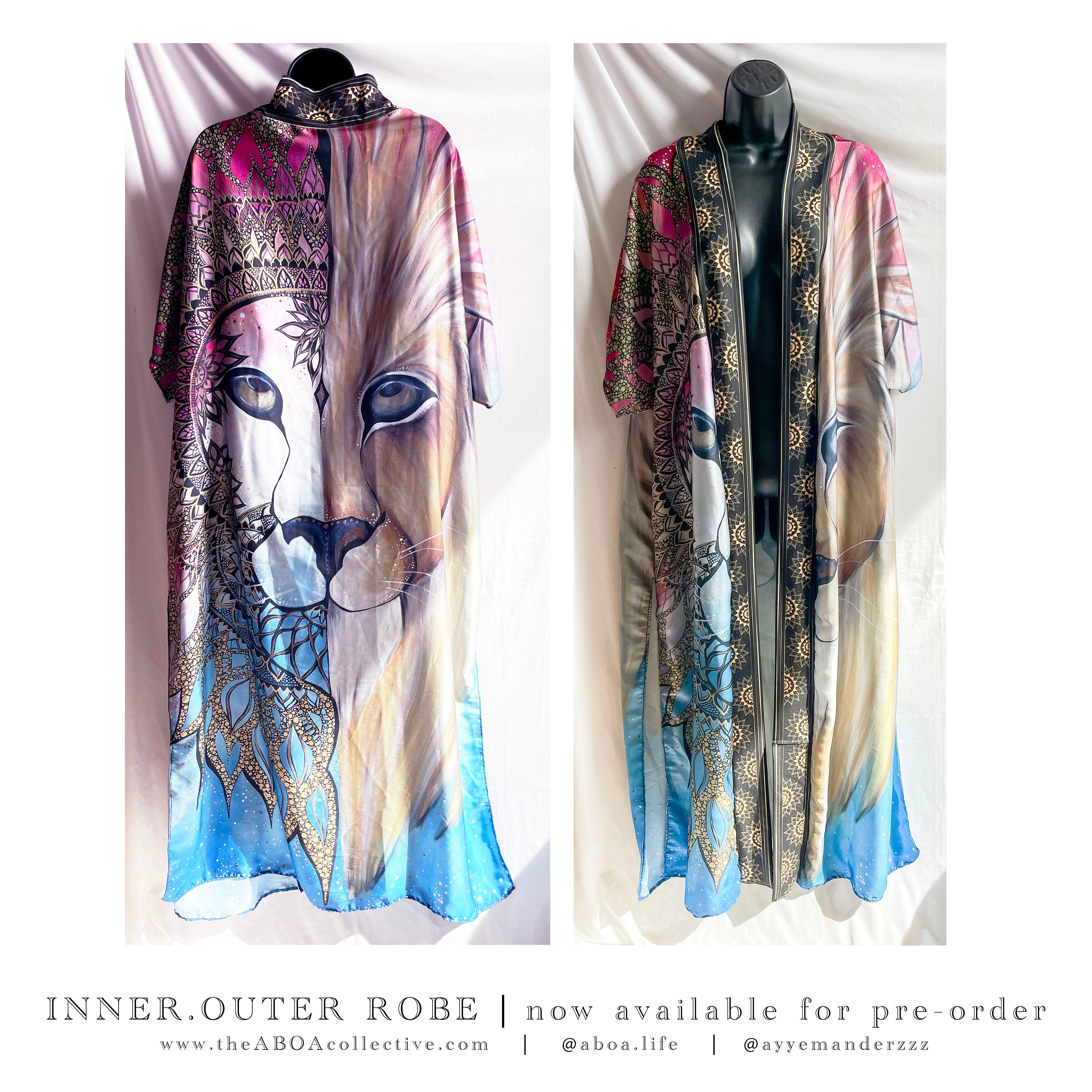 robe, vest, cover up, summer wear, beachwear, casual wear, evening wear, hand made, fashion art, bespoke fashion, lion, mandala
