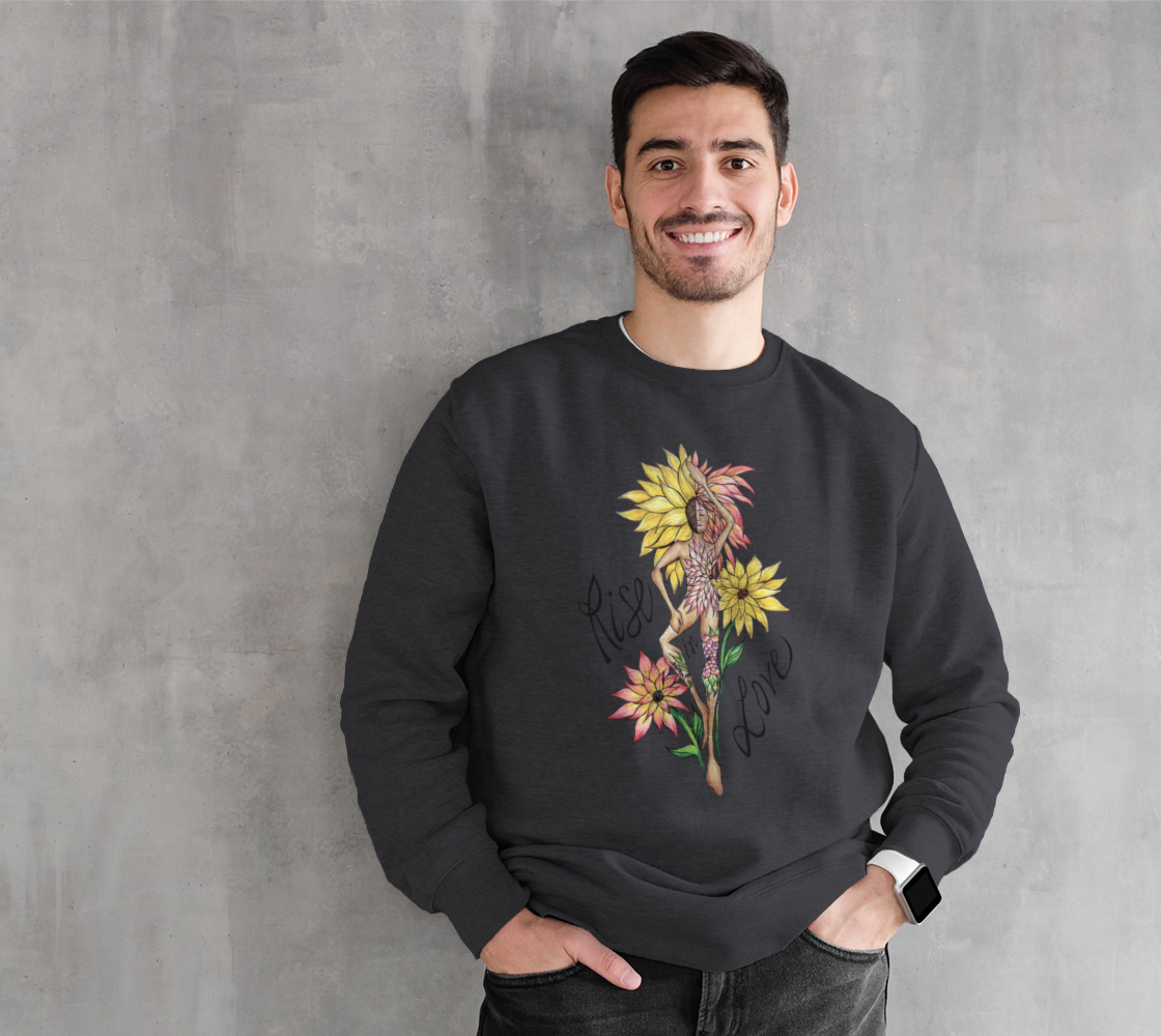 flowers, fashion illustration, figurative art, illustration, crew fleece, fleece, sweater, crew neck, fall fashion, comfy, casual, fashion art, unisex