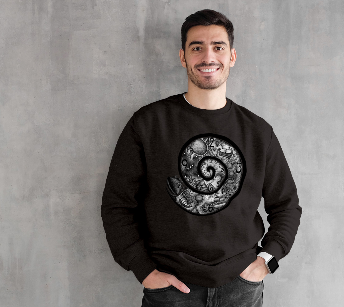 time portal, spiral, fleece, crew neck, sweater, unisex, fall fashion, winter wear, comfy, casual, fashion art