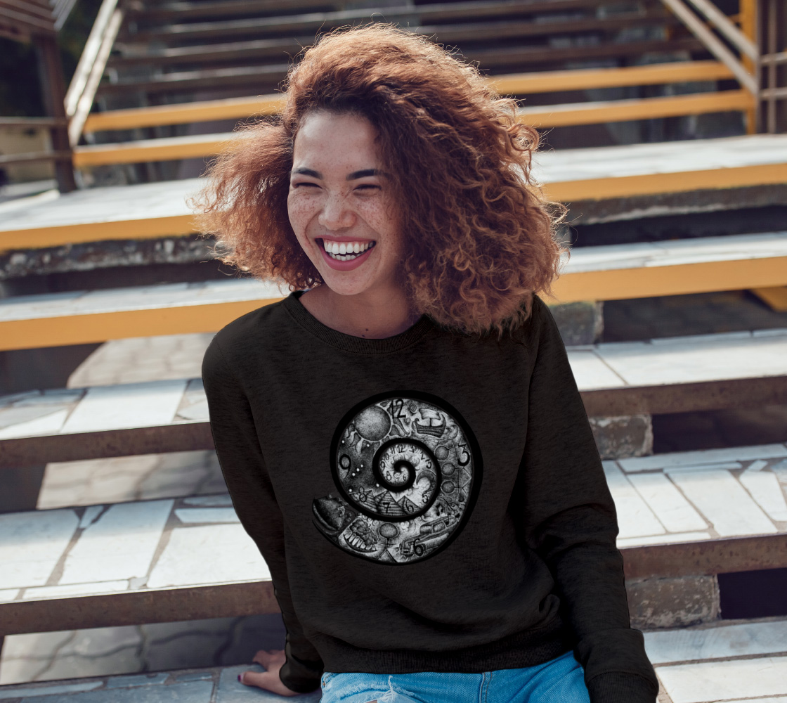 time portal, spiral, fleece, crew neck, sweater, unisex, fall fashion, winter wear, comfy, casual, fashion art