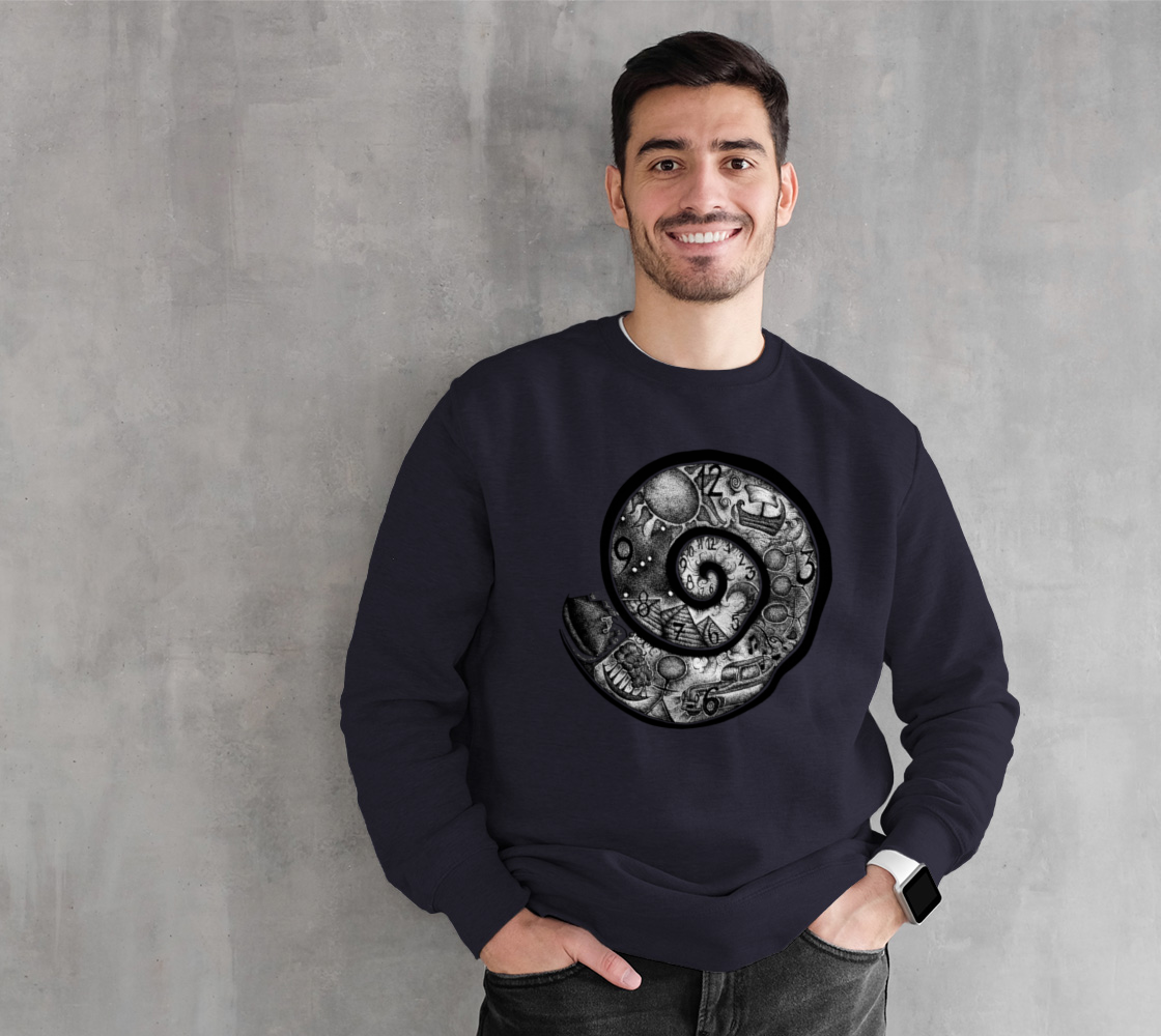 time portal, spiral, fleece, crew neck, sweater, unisex, fall fashion, winter wear, comfy, casual, fashion art