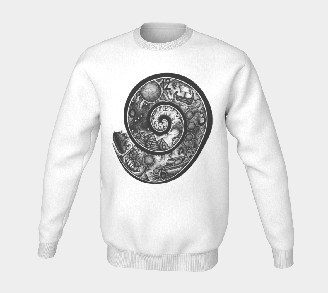 time portal, spiral, fleece, crew neck, sweater, unisex, fall fashion, winter wear, comfy, casual, fashion art