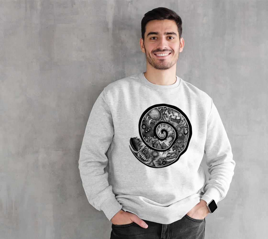 time portal, spiral, fleece, crew neck, sweater, unisex, fall fashion, winter wear, comfy, casual, fashion art