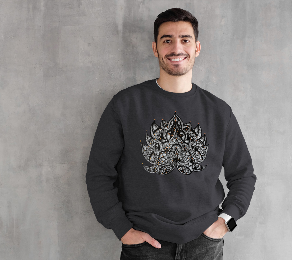 Lotus, lotus flower, yoga, mandala, fleece, crew neck, fall fashion, comfy, casual, winter wear, fashion art, unisex