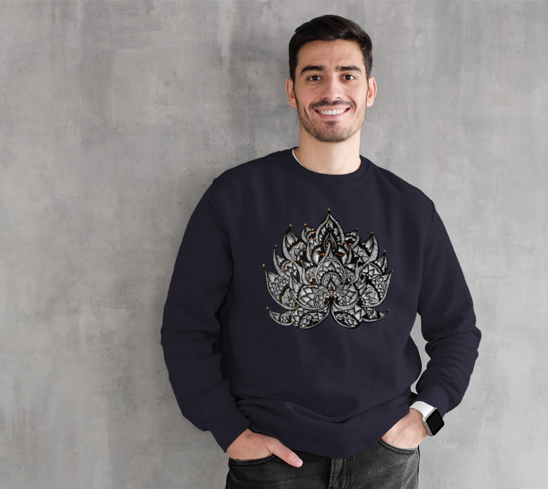 Lotus, lotus flower, yoga, mandala, fleece, crew neck, fall fashion, comfy, casual, winter wear, fashion art, unisex