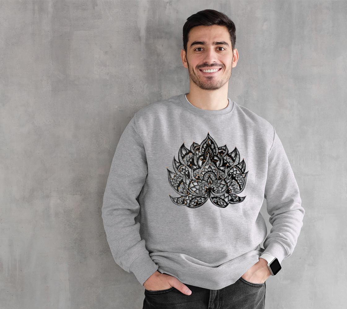 Lotus, lotus flower, yoga, mandala, fleece, crew neck, fall fashion, comfy, casual, winter wear, fashion art, unisex