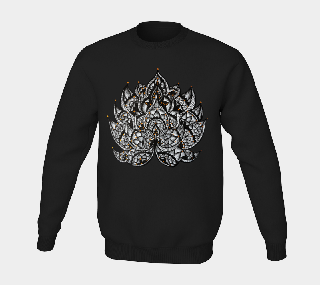 Lotus, lotus flower, yoga, mandala, fleece, crew neck, fall fashion, comfy, casual, winter wear, fashion art, unisex