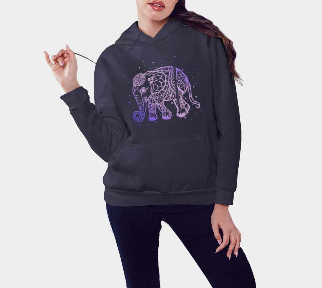 elephant, animals, purple, mandala, hoodie, fleece, sweater, fall fashion, winter wear, fashion art, unisex