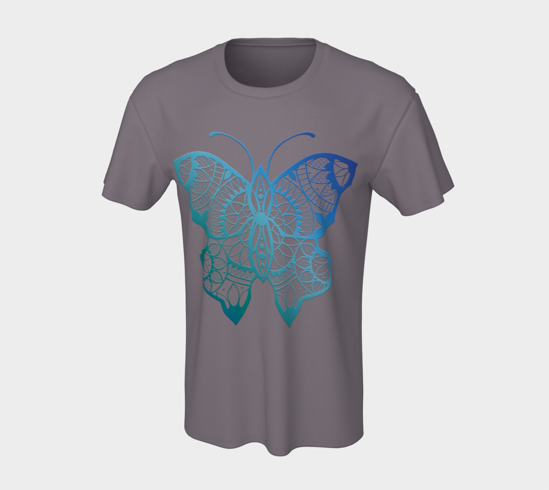 butterfly, animals, blue, mandala, t-shirt, tees, crew neck, fall fashion, winter wear, fashion art, unisex