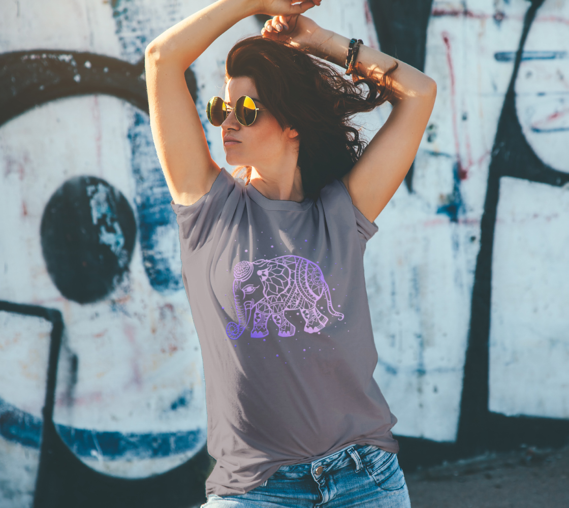 elephant, animals, purple, mandala, t-shirt, tees, fall fashion, fashion art, unisex