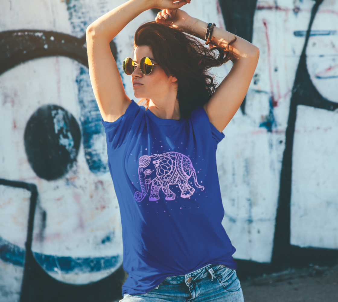 elephant, animals, purple, mandala, t-shirt, tees, fall fashion, fashion art, unisex