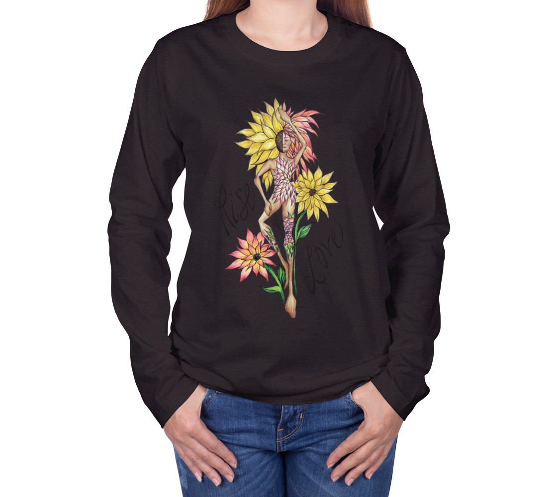 flowers, fashion illustration, figurative art, illustration, longs sleeve, crew neck, fall fashion, comfy, casual, fashion art, unisex