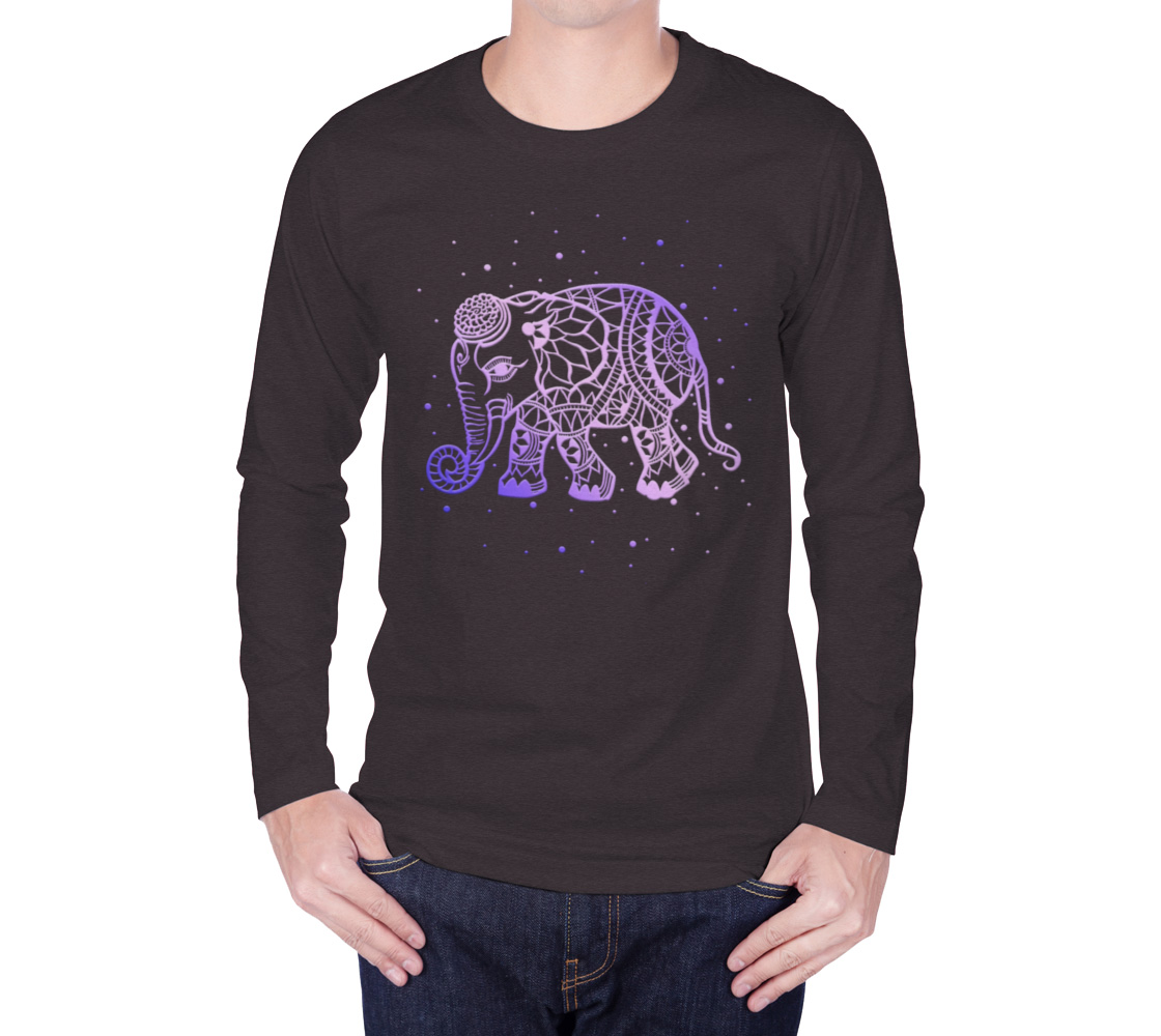 elephant, animals, purple, mandala, crew neck, long sleeve, sweater, fall fashion, winter wear, fashion art, unisex