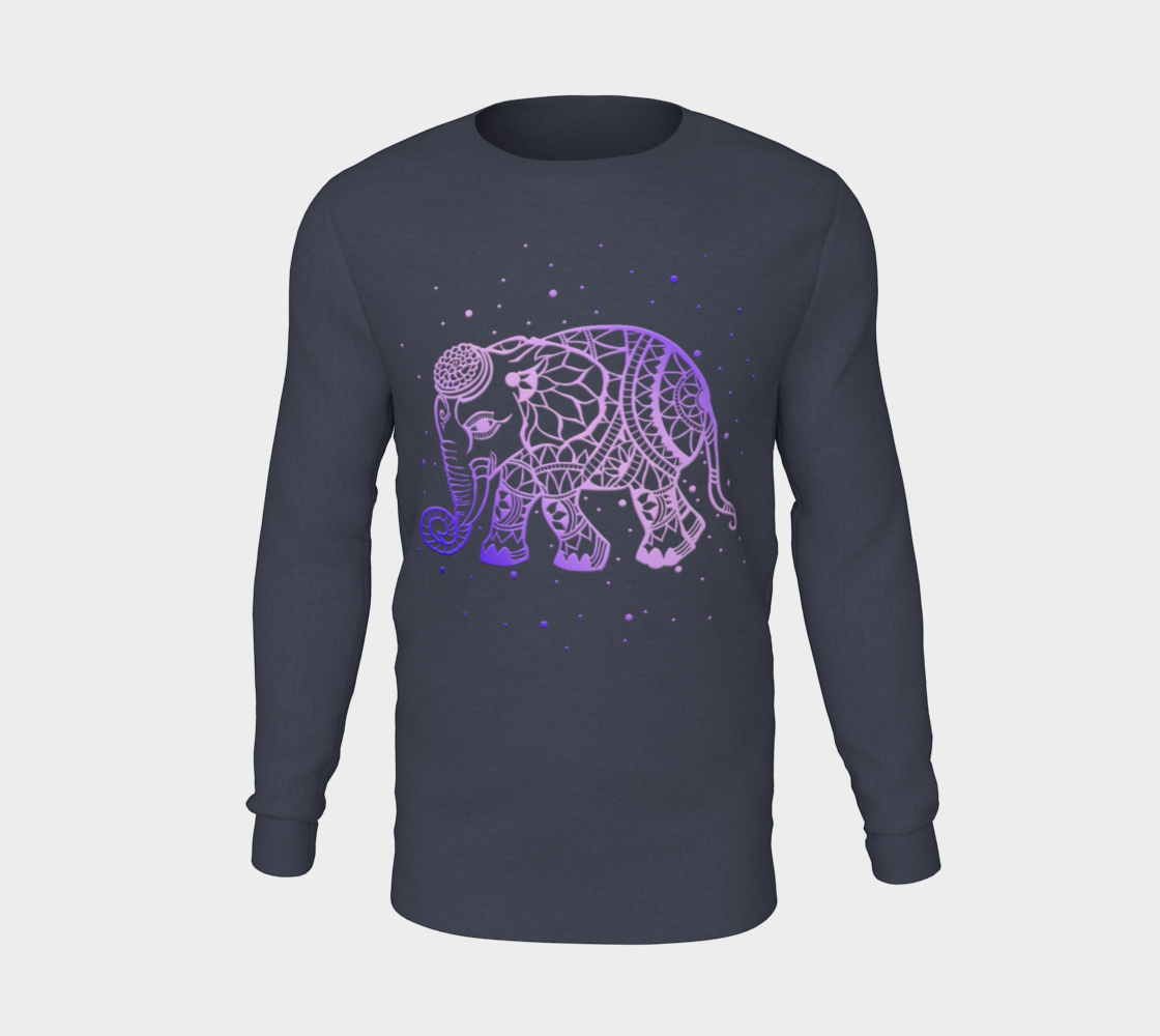 elephant, animals, purple, mandala, crew neck, long sleeve, sweater, fall fashion, winter wear, fashion art, unisex