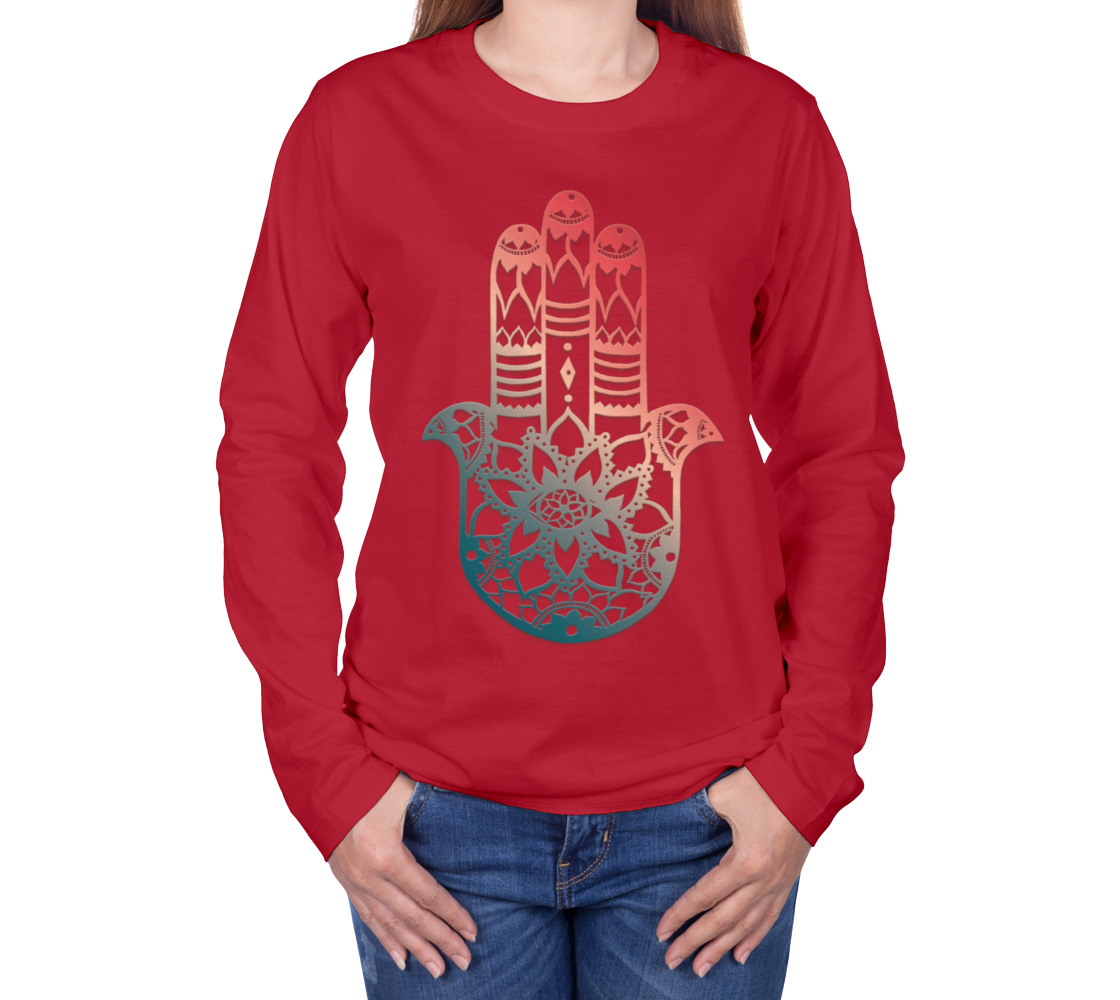 Hamsa, Hamsa Hand, mandala, crew neck, long sleeve, sweater, fall fashion, winter wear, fashion art, unisex