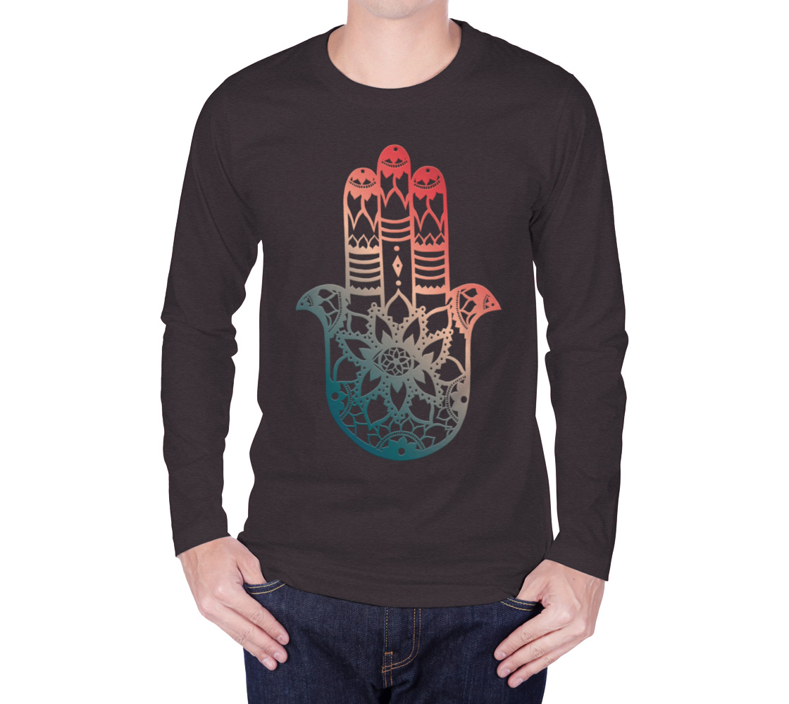 Hamsa, Hamsa Hand, mandala, crew neck, long sleeve, sweater, fall fashion, winter wear, fashion art, unisex