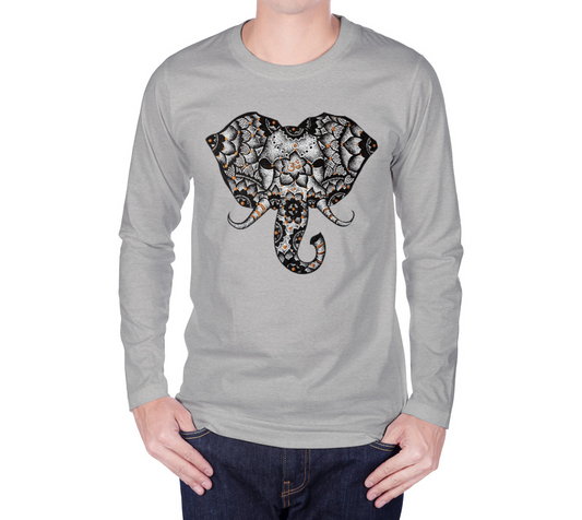 elephant, OM, mandala, long sleeve, crew neck, sweater, fall fashion, winter wear, comfy, casual, fashion art, unisex