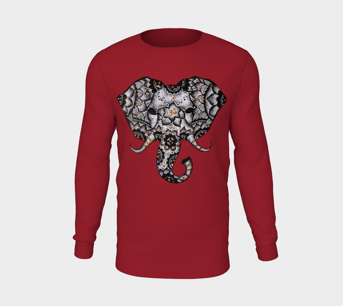 elephant, OM, mandala, long sleeve, crew neck, sweater, fall fashion, winter wear, comfy, casual, fashion art, unisex