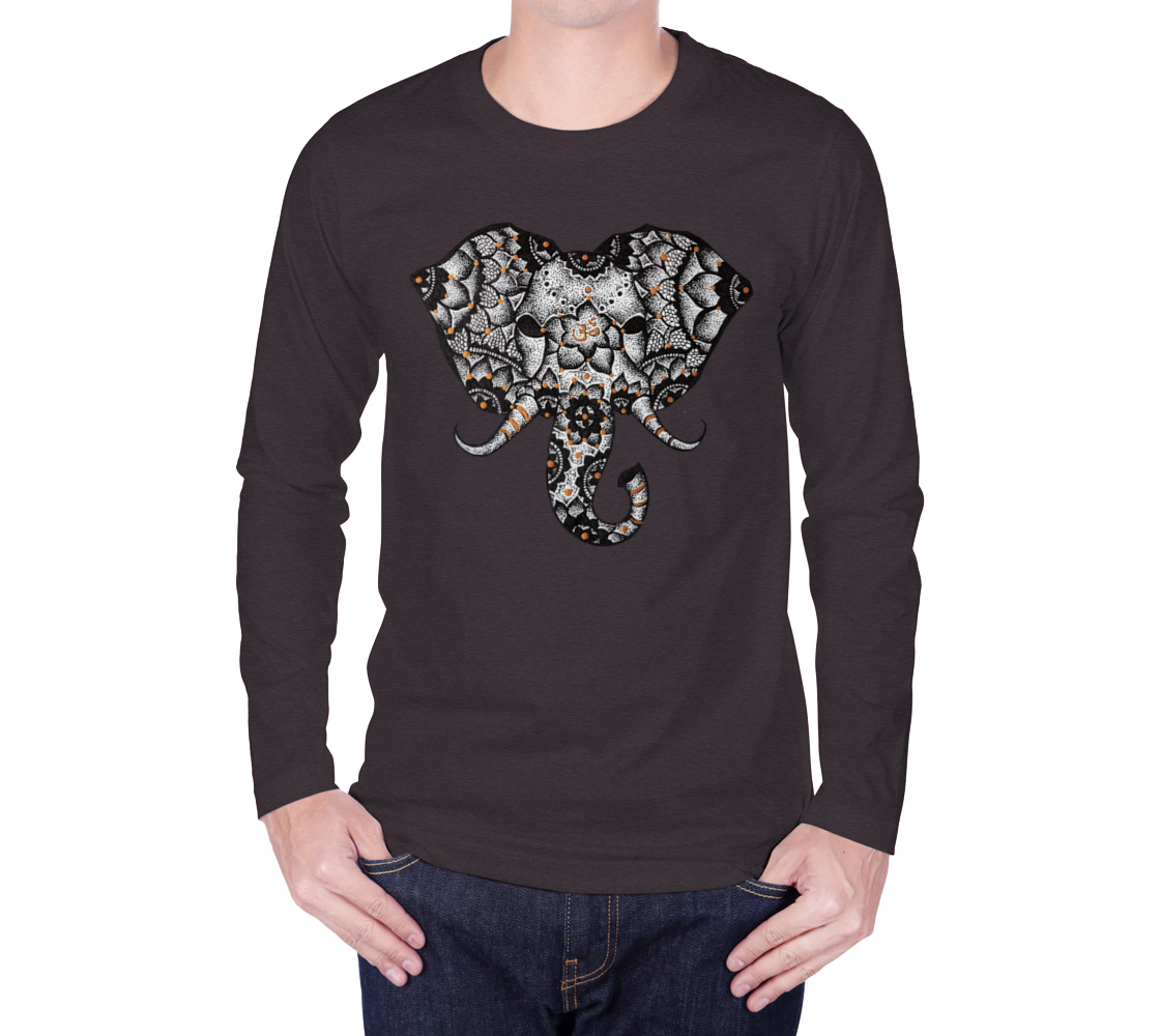 elephant, OM, mandala, long sleeve, crew neck, sweater, fall fashion, winter wear, comfy, casual, fashion art, unisex